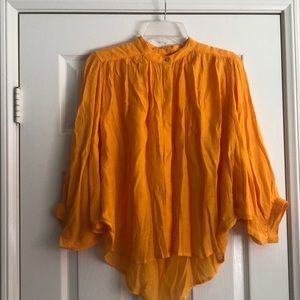 Sunshine Yellow Butterfly Sleeve Blouse